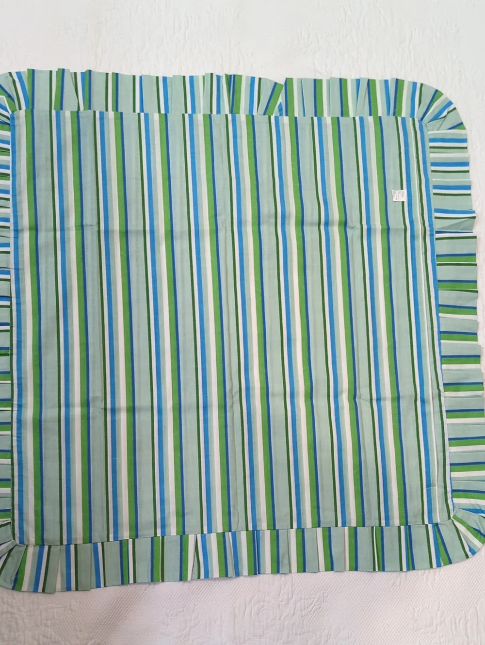 NWT Pair (2) A&E Creations Blue & Green Striped Euro Pillow Shams 26x26​